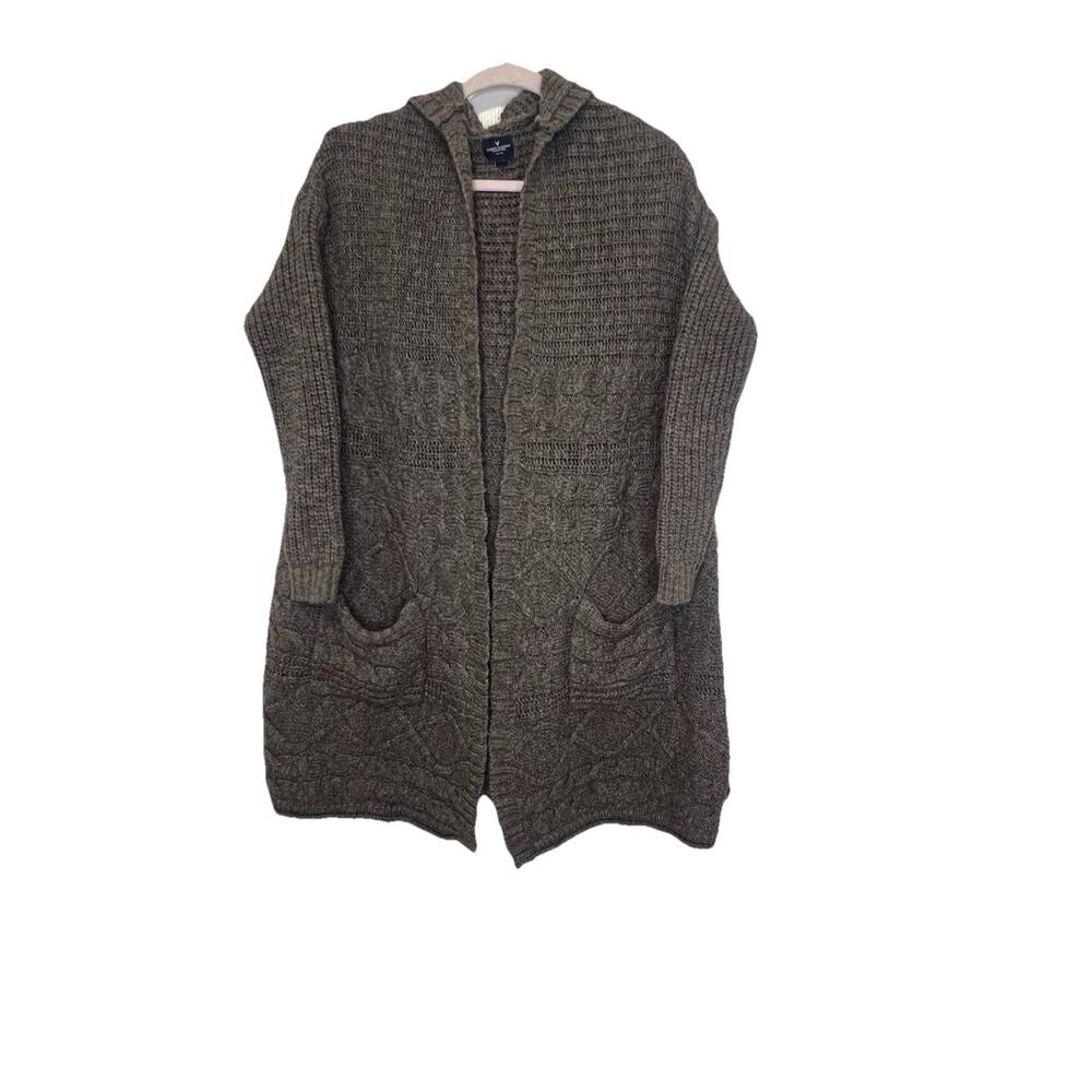 American Eagle Outfitters Woman’s Size‎ M Gray Hooded Tunic Wool Blend Sweater